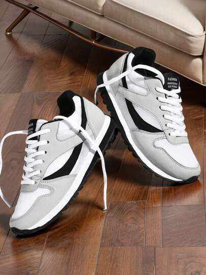 أحذية رياضية كاجوال عصرية بنعل مسطح مناسبة للرجال، ملائمة للخروجات الرياضية اليومية الكاجوال