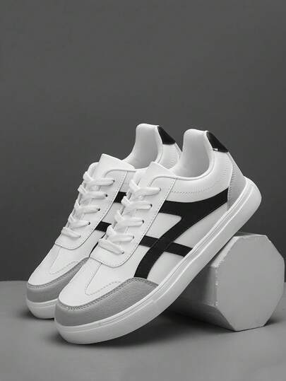 أحذية رياضية كاجوال للرجال ، أحذية سكيت ذات قمة منخفضة من الجلد المسطحة ، أحذية شارع أنيقة للرجال ، أحذية كاجوال خفيفة الوزن مضادة لالانزلاق ، مناسبة للأنشطة اليومية وتزلج الشوارع