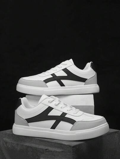 أحذية رياضية كاجوال للرجال ، أحذية سكيت ذات قمة منخفضة من الجلد المسطحة ، أحذية شارع أنيقة للرجال ، أحذية كاجوال خفيفة الوزن مضادة لالانزلاق ، مناسبة للأنشطة اليومية وتزلج الشوارع