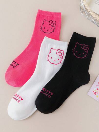 Sanrio سانريو 1/3/5 أزواج جوارب وسط مريحة للغاية مزينة برسوم كيتي التي تتنفس وتمتص الرطوبة وتكافح الروائح الكريهة، مصنوعة من ألياف مرنة عالية الجودة، قصة كاجوال وجذابة