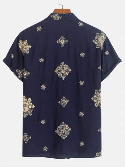 قميص رجالي كاجوال مطرز خفيف الوزن، مناسب لرحلات الشاطئ والمناسبات غير الرسمية، للربيع والصيف