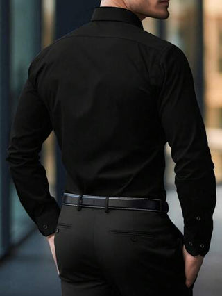 Manfinity Homme قميص أعمال أحادي الصدر عادي، مناسب للتنقل اليومي، للخريف