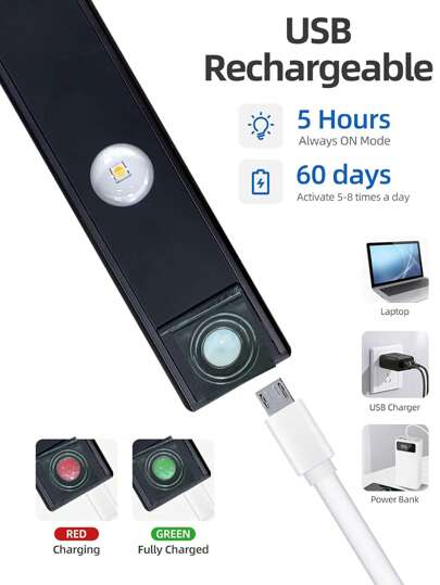 قطعة واحدة من إضاءة الخزانة بمستشعر للحركة, مصباح ليد ذكي ذو استشعار للجسم البشري فائق النحافة, لحافة المطبخ وغرفة النوم والخزانة