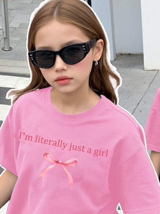 girls-sets طقم بنطلون وتي شيرت بأكمام قصيرة بسيط ملائم للمراهقات، وردي اللون، مناسب للصيف، قطعتان
