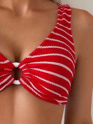 Swim Vcay بكيني من قطعتين للنساء للصيف والشاطئ مع شريطات وحلقات متصلة، ملابس سباحة إثارة
