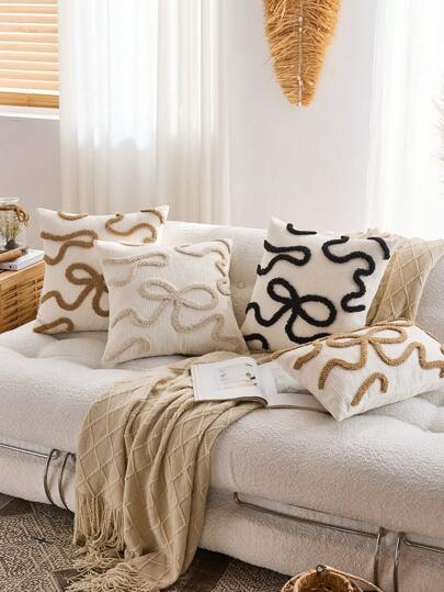 وسادة ركن نردي بطرزة واحدة، وسادة ظهر السرير والأريكة، وسادة خصر مرسومة بعقد متدلية، وسادة ركن مقاس 45 * 45 سم