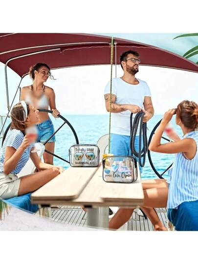 3 قطع / مجموعة حقائب تجميل شفافة كبيرة السعة، أكياس إغراض حمامية شفافة مصنوعة من البي في سي لحقائب التجميل والعناية الشخصية نسائية، حقيبة تجميل شفافة محمولة لهدايا السفر والعطلات واكسسوارات الصيف والشاطئ