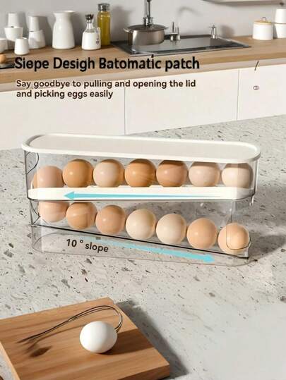 1 صندوق تخزين بيض متعدد الطبقات، منظم وحاوية تخزين لأبواب الثلاجة لتوفير المساحة، ملحق مطبخ، تصميم قابل للتراكم مع غطاء سهل الفتح، مثالي لاستخدام المنزل، صينية بيض للثلاجة الصيفية