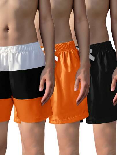 مايوه أولادي 3 مجموعة/قطعة سراويل سباحة كاجوال للصبية/المراهقين في العطلات الصيفية، ملابس سباحة صيفية للأولاد