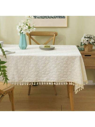 قطعة واحدة، مفرش طاولة مربع مزين بالشراشيب، ديكور طاولة بطراز ريفي طازج مع تصميم الأقحوان والشراشيب المزينة، مناسب للنزهات والحفلات والغرف والمطبخ وديكور المنزل