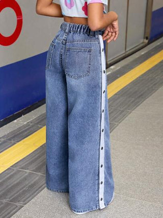 تيشيرتات بناتي بنطلون جينز للبنات المراهقات فضفاض ذو جيوب ذو ألوان متباينة، مناسب للأنشطة اليومية،بساطة وانتعاش ملابس صيفية للبنات المراهقات، ملائم للشاطئ والاحتفالات والموسيقى والمهرجانات