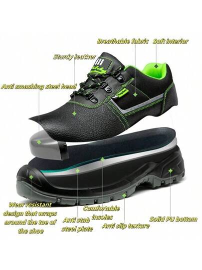 أحذية أمان للعمل مقاومة للسحق والثقب والزيت والاتساخ ، بتصميم قوي وسميك ومضاد للانزلاق، أحذية عمل مريحة