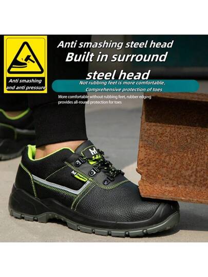 أحذية أمان للعمل مقاومة للسحق والثقب والزيت والاتساخ ، بتصميم قوي وسميك ومضاد للانزلاق، أحذية عمل مريحة