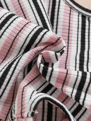 SHEIN ملابس علوية بياقة بولو بدون أكمام ملونة مخططة للرضع بنات، صيفي/ربيعي