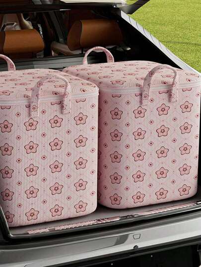 حقيبة تخزين ذات سعة كبيرة للبطاطين والملاءات والملابس، صندوق تخزين بمقبض وسحاب، منظم للغسيل والأمتعة في المنزل والجامعة، حقيبة تخزين محمولة مقوّاة للبطاطين والملاءات ومستلزمات السفر والمكياج والشاطئ والعطلات والمدرسة والجامعة والحمام والخزانة،...