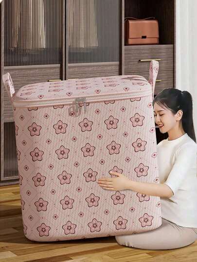 حقيبة تخزين ذات سعة كبيرة للبطاطين والملاءات والملابس، صندوق تخزين بمقبض وسحاب، منظم للغسيل والأمتعة في المنزل والجامعة، حقيبة تخزين محمولة مقوّاة للبطاطين والملاءات ومستلزمات السفر والمكياج والشاطئ والعطلات والمدرسة والجامعة والحمام والخزانة،...