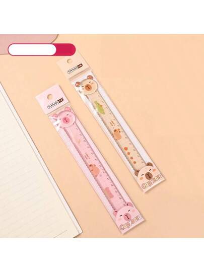 أدوات مكتبية ومدرسية قطعة واحدة مسطرة شفافة مبتكرة لرسم بشكل حيوان الكابيبارا مناسبة للاستخدام في المدرسة والمكتب لعمليات القياس الرسم, هدية