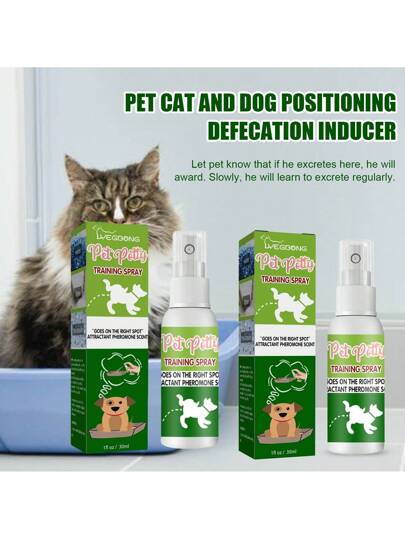رذاذ التدريب على التبرز للحيوانات الأليفة سعة 30 مل، يحل بسهولة مشكلة البول والبراز للحيوانات الأليفة! يرشدها بدقة إلى المواقع المخصصة، وداعا للفوضى والحوادث المؤسفة. استخدم مع أوامر التدريب للحصول على أقصى تأثير، مناسب للقطط والكلاب والحيوانات الأليفة ال