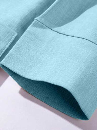 Clasi البليزر الكتان ياقة صدرية أكمام ٣/٤، مع خصر مربوط، للارتداء في المكتب