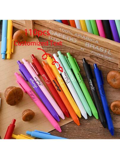 110 قطعة / 50 قطعة / 11 قطعة / 1 قطعة أقلام كرة قابلة للتخصيص بالنص ، أقلام كرة ضاغطة ملونة ، مناسبة كهدايا لوصيفات العروس ، هدايا المناسبات ، هدايا لوصيفات العروس ، رفاق العريس ، الزملاء ، الأسرة ، المعلمين ، الأطفال