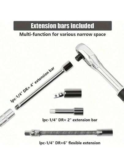 مجموعة من 46 قطعة من مجموعة أدوات إصلاح السيارات الاحترافية: مجموعة ربط المفتاح القابل للنقل والمتين والسهل الاستخدام - مناسب للسيارات والقوارب والدراجات النارية والإصلاحات المنزلية والصناعية - تتضمن صندوق أدوات