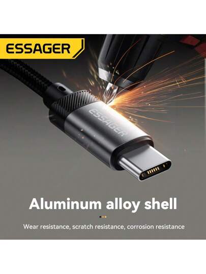 ESSAGER كابل صوت من نوع C إلى 3.5 مللي متر، محول وموصل لسماعات الأذن للهاتف المحمول