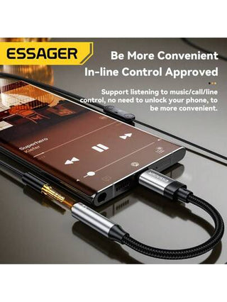 ESSAGER كابل صوت من نوع C إلى 3.5 مللي متر، محول وموصل لسماعات الأذن للهاتف المحمول