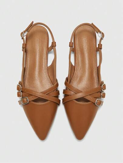 CUCCOO BIZCHIC أحذية نسائية مسطحة مريحة بأصبع قدم مدبب ، بتصميم بسيط