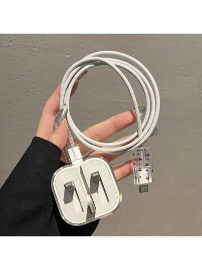 طقم مكون من 3 قطع، علبة شاحن شفافة متوافقة مع هاتف أيفون 13/14/15/16 المعيار البريطاني 18 واط/20 واط، واقي كابل وراس الشاحن من التي بي يو، هدية، اكسسوارات مكتبية إلكترونية لحماية الكابلات والشواحن