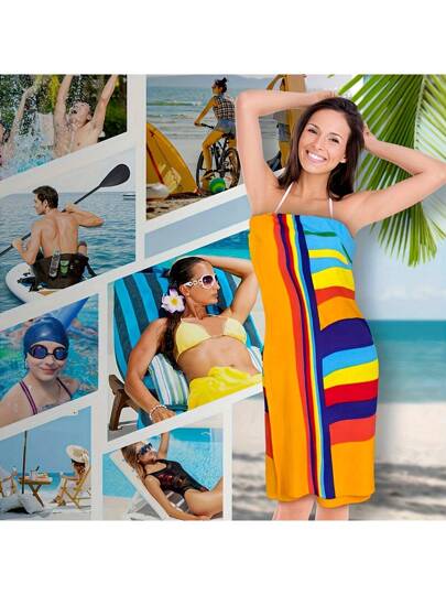 قطعة واحدة من المناشف الشاطئية الكبيرة ذات التصميم الأخطر - ناعمة جدا وذات ألياف فائقة النعومة، سريعة التجفيف ، ماصة للماء بشكل جيد، متعددة الاستخدامات للشاطئ والسفر والرياضة والتخييم والسباحة - مثالي كمنشفة للاستحمام ، معدات للتخييم