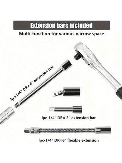 46 قطعة مجموعة أدوات إصلاح سيارات محترفة: مفكات ربط قابلة للنقل، متينة وسهلة الاستخدام - مناسبة لإصلاح السيارات والقوارب والدراجات النارية، والصيانة المنزلية والصناعية - تأتي مع حقيبة حمل