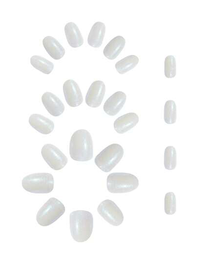 24 قطعة من أظافر مزيفة قصيرة على شكل لوز ذات طلاء أبيض أوروري، طقم لتحسين مظهرك، مناسب للاستخدام اليومي