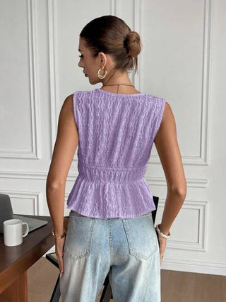 Frenchy ملابس علوية كشكش أنيقة بدون أكمام ذات تصميم بسيط مناسبة للصيف للنساء
