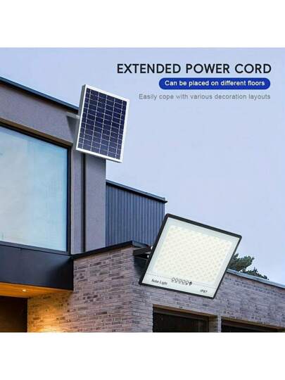 أضواء الشوارع الشمسية الخارجية بريموت كنترول، مزودة باستشعار الحركة البشرية وضبط الإضاءة الذكية، مقاومة للماء بمعيار IP67، مناسبة للإضاءة الطويلة الأمد في الحدائق والمرائب والمستودعات ومناطق المسابح والمزارع