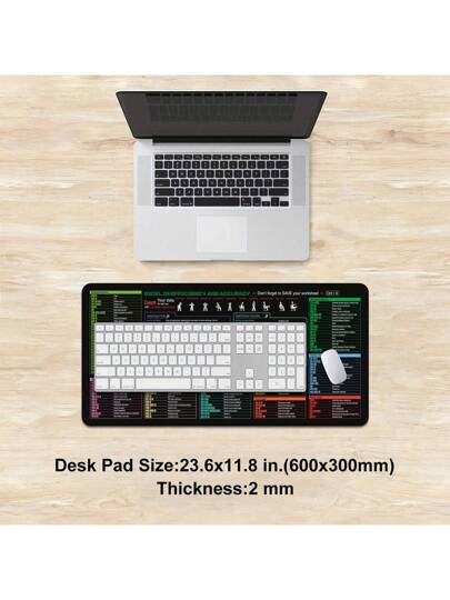 وسادة ماوس متعددة الوظائف مكتبية قطعة واحدة ذات مفاتيح اختصار إكسسوار ماوس كبيرة، متعددة الأحجام، ذات قاعدة مطاطية مضادة للانزلاق، وتصميم ديكوري لسطح المكتب للمدرسة والبيت والألعاب، مثالية للتنسيق والتنسيق في إعداد الجداول والتنسيق الأساسي