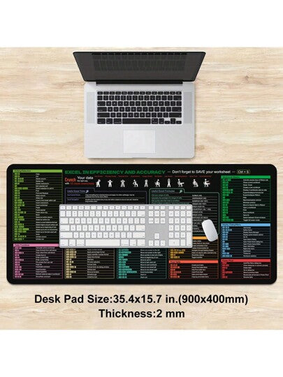 وسادة ماوس متعددة الوظائف مكتبية قطعة واحدة ذات مفاتيح اختصار إكسسوار ماوس كبيرة، متعددة الأحجام، ذات قاعدة مطاطية مضادة للانزلاق، وتصميم ديكوري لسطح المكتب للمدرسة والبيت والألعاب، مثالية للتنسيق والتنسيق في إعداد الجداول والتنسيق الأساسي