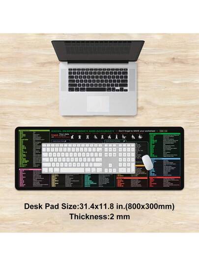 وسادة ماوس متعددة الوظائف مكتبية قطعة واحدة ذات مفاتيح اختصار إكسسوار ماوس كبيرة، متعددة الأحجام، ذات قاعدة مطاطية مضادة للانزلاق، وتصميم ديكوري لسطح المكتب للمدرسة والبيت والألعاب، مثالية للتنسيق والتنسيق في إعداد الجداول والتنسيق الأساسي