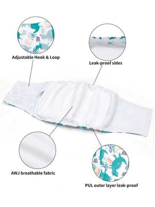 3 عبوات حزام بطن كلب ذكر عالي الامتصاصية، حفاضات كلاب ذكور قابلة للغسيل لعدم التحكم البولي ولتدريب الجراء