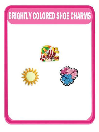 مجموعة عشوائية 10/18/25/30 قطعة من سلسلة تشارم الأحذية لموسم الصيف والشاطئ للحرير, إكسسوارات الأحذية زخرفة ذات جودة عالية وشعبية، هدايا رائعة للمراهقين والرجال والنساء والكبار