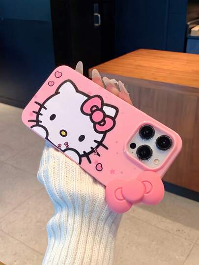 Sanrio غطاء هاتف حماية عالي الجودة مزود بعقدة 3D مانعة للسقوط لهواتف آيفون 11، 12، 13، 14، 15، 16 برو، 16 برو ماكس، 14 بلس، 15 بلس، 16 بلس، XR، XS ماكس، للنساء