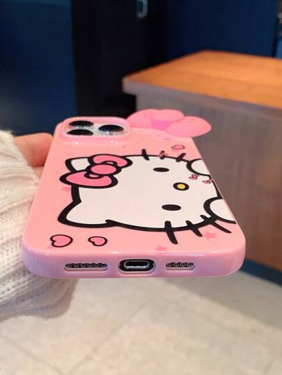 Sanrio غطاء هاتف حماية عالي الجودة مزود بعقدة 3D مانعة للسقوط لهواتف آيفون 11، 12، 13، 14، 15، 16 برو، 16 برو ماكس، 14 بلس، 15 بلس، 16 بلس، XR، XS ماكس، للنساء