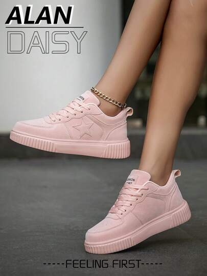 حذاء كانفاس خفيف الوزن للنساء متعدد الاستخدامات مريح للارتداء في الهواء الطلق، أنيق ذو ربطة حذاء، للمشي في الشارع والأنشطة الرياضية