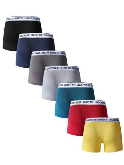 EasyFave 7 قطع مجموعة سراويل داخلية كاجوال للرجال مزينة بالحروف