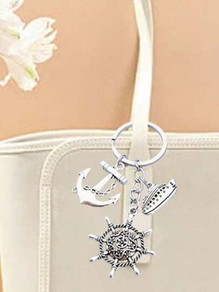 سلسلة مفاتيح بحرية DIY - قلادة بشكل مرساة وعجلة سفينة، تميمة حقيبة ظهر بحري إبداعية، حلقة مفاتيح مستوحاة من الأجواء البحرية الرجعية، اكسسوار بحري مميز، هدية مثالية للبحارة والمسافرين وعشاق البحر وعشاق القوارب الشراعية والأحباء في الشاطئ، مناسب تماما للحقا