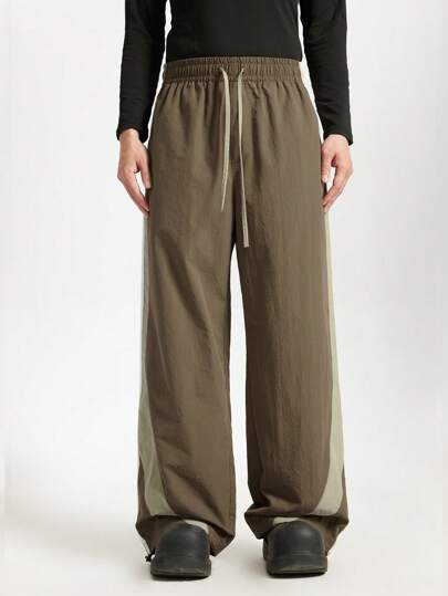 INFLATION بنطلون رياضي كاجول واسع الساق بأسلوب الرجعية للرجال