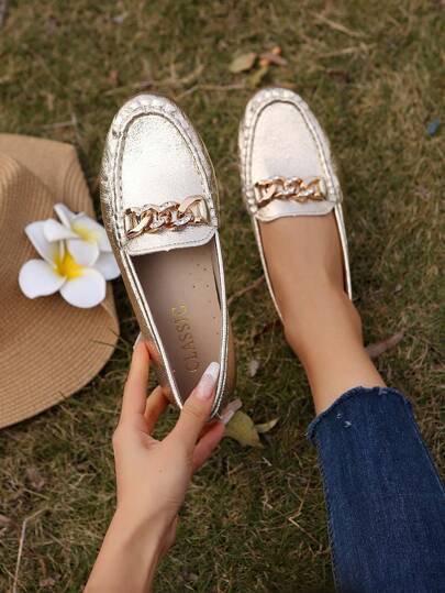 حذاء بلوفر نسائي ذو رأس دائري، مقاس كبير، تصميم بلمعان مرآتي، أحادي اللون، مرن، مناسب لجميع الفصول، تصميم بسيط، أعلى من البوليوريثان، بطانة قماشية، نعل من مطاط TPR، بدون رقائق لامعة، غسيل يدوي أو تنظيف جاف احترافي