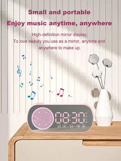 1 قطعة سماعة بلوتوث مع ساعة إنذار ذات سطح مرآتي عالي الجودة للرجال والنساء