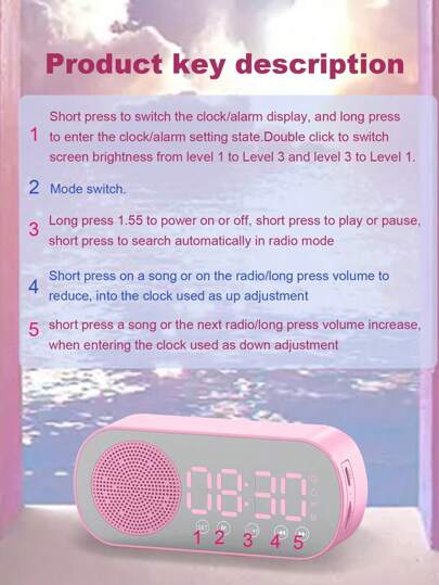 1 قطعة سماعة بلوتوث مع ساعة إنذار ذات سطح مرآتي عالي الجودة للرجال والنساء