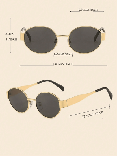 2 زوج من النظارات البيضاوية ذات الإطار المعدني للبنات للارتداء اليومي، اكسسوارات الشاطئ، نظارات شمسية للبنات