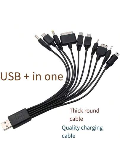 كابل شحن متعدد الوظائف 10 في 1، كابل بيانات متعدد الأغراض لشحن أجهزة محمولة متنوعة متوافق مع و Android والكاميرا والمشغل MP3 محول عالمي